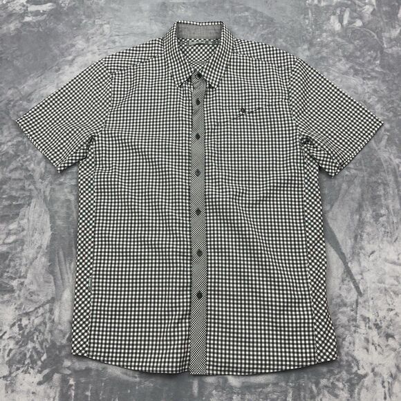 Icebreaker Merino Shirt Mens Sz L Gray Gingham Check 100% Wool Button Up Hiking - Picture 1 of 9